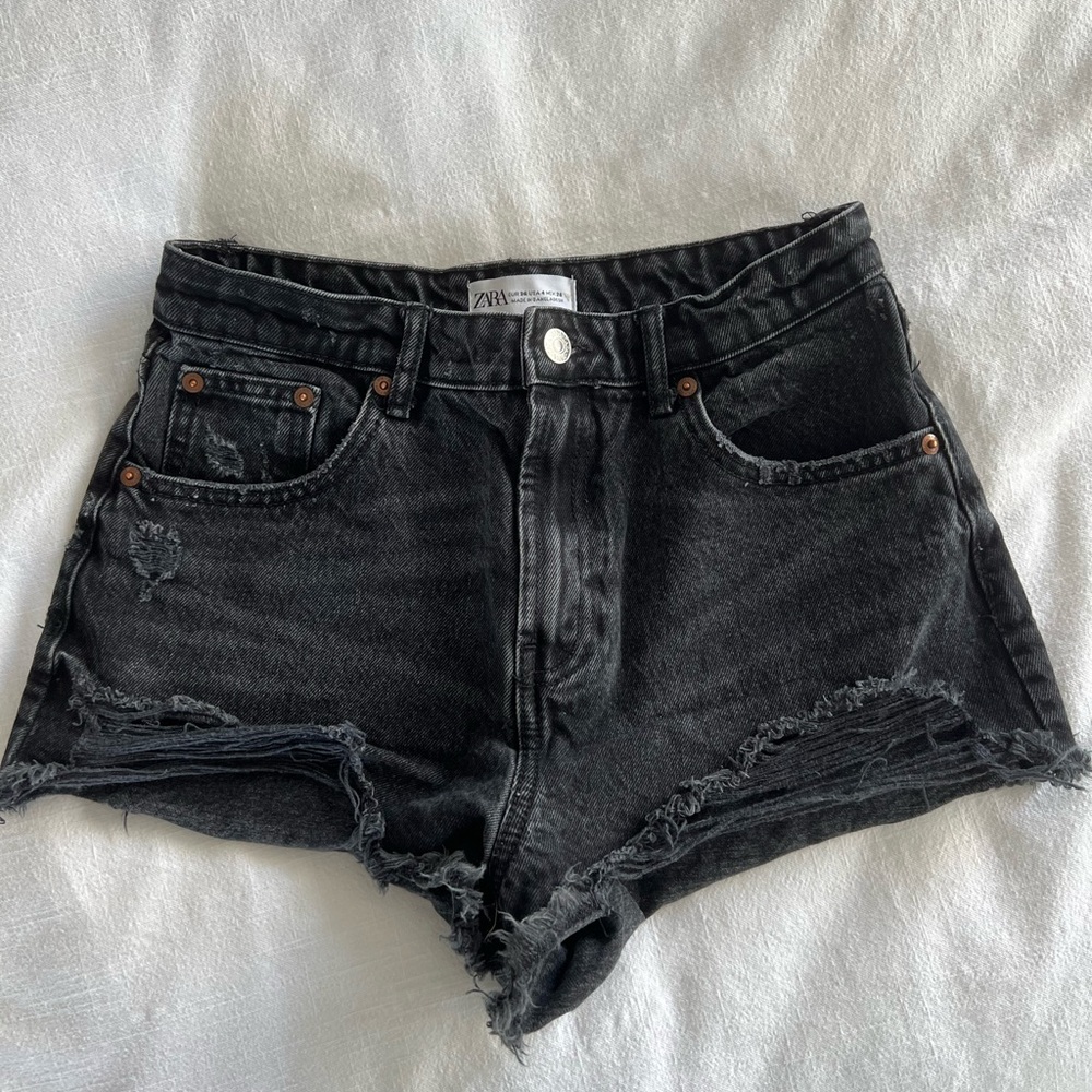 Zara black denim shorts